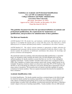 Faculty Qualifications Guidelines for Academically and Professionally Qualified Faculty (AQ/PQ)