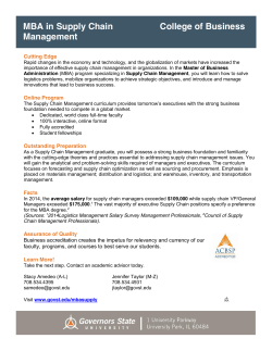 Fact Sheet - 2016 MBA Supply Chain Management
