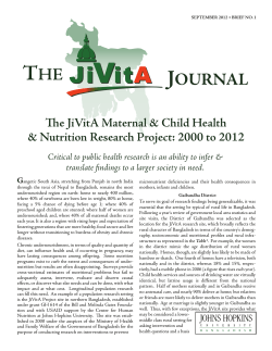 The JiVitA Maternal Child Health Nutrition Research Project: 2000 to 2012