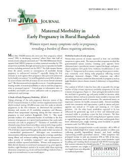 Maternal Morbidity in Early Pregnancy in Rural Bangladesh