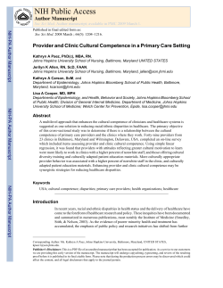 Provider and Clinic Cultural Competence in a Primary Care Setting (PDF)
