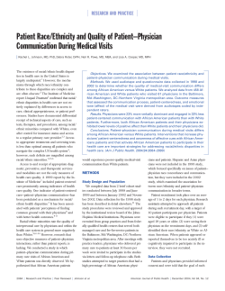 Patient Race/Ethnicity and Quality of Patient-Physician Communication During Medical Visits (PDF)