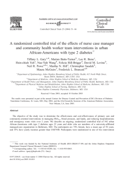 A Randomized Controlled Trial of the Effects of Nurse Case Manager and Community Health Worker Team Interventions in Urban African-Americans with Type 2 Diabetes (PDF)