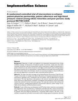 A randomized controlled trial of interventions to enhance patient-physician partnership, patient adherence and high blood pressure control among ethnic minorities and poor persons: study protocol NCT00123045 (PDF)
