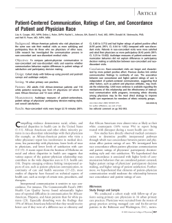 Patient-Centered Communication, Ratings of Care, and Concordance of Patient and Physician Race (PDF)
