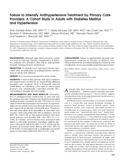 Failure to Intensify Antihypertensive Treatment by Primary Care Providers: A Cohort Study in Adults with Diabetes Mellitus and Hypertension (PDF)