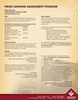 Prior Learning Assessment Information Sheet