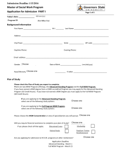 MSW Application - Part I&nbsp;