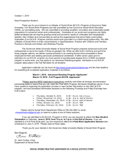 2016 MSW Admissions Welcome Letter