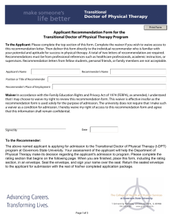 tDPT Recommender form