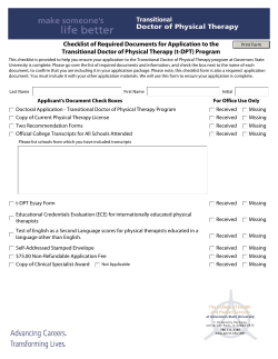 tdpt Application Checklist