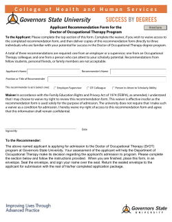 DrOT Applicant Recommendation Form