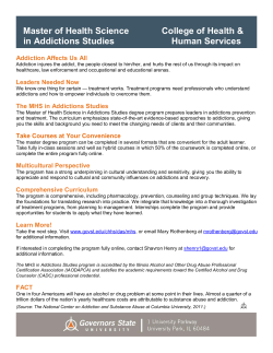 MHS in Addictions Studies Fact Sheet