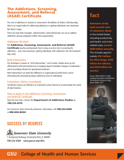 Addictions Screening, Assessment and Referral Certificate