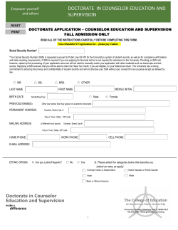 Doctorate in Counselor Education and Supervision application