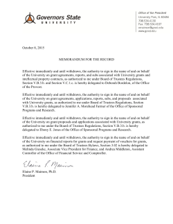 Presidential Designee - Authorized Signing Official