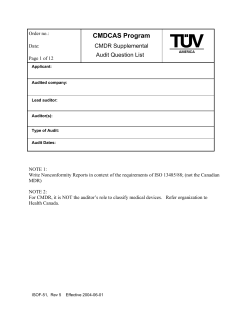 CMDCAS Supplemental Audit Question List