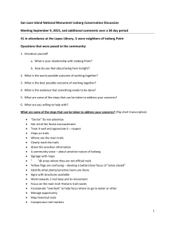 Public Comments on Iceberg Conservation