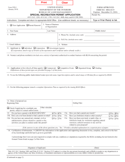 Special Recreation Permit Application