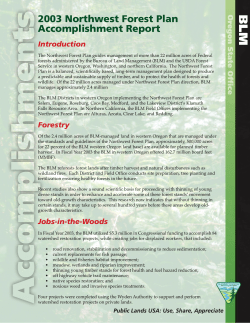2003 Northwest Forest Plan Accomplishment Report