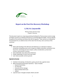 Oregon Consensus Report on Post-Fire Recovery Workshop