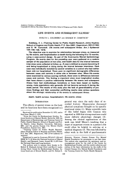 Goldberg EL, Comstock GW. Life events and subsequent illness. Am J Epidemiol . 1976 Aug;104(2):146-58.