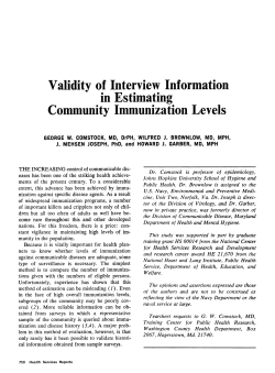Comstock GW, Brownlow WJ, Joseph JM, Garber HJ. Validity of interview information in estimating community immunization levels. Health Serv Rep . 1973 Oct;88(8):750-757