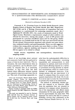 Comstock GW, Helsing KJ. Characteristics of respondents and nonrespondents to a questionnaire for estimating community mood. Am J Epidemiol . 1973 Apr;97(4):233-9