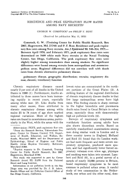 Comstock GW, Rust PF. Residence and peak expiratory flow rates among Navy recruits. Am J Epidemiol . 1973 Nov;98(5):348-54