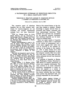 Whatley TR, Comstock GW, Garber HJ, Sanchez FS Jr. A waterborne outbreak of infectious hepatitis in a small Maryland town. Am J Epidemiol . 1968 Jan;87(1):138-47
