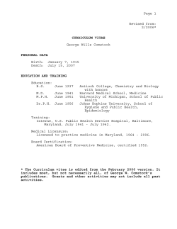 Curriculum Vitae - George W. Comstock