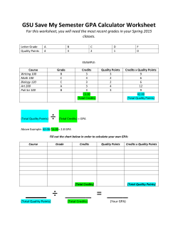 GPA Calculator Worksheet