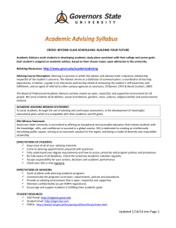 Academic Advising Syllabus