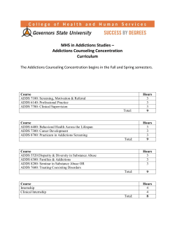 MHS in Addictions Studies - Addictions Counseling Concentration Curriculum