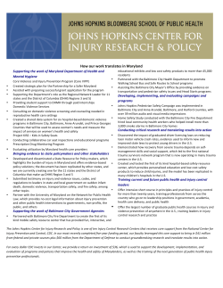 How Our Work Translates In-State: Maryland and The Johns Hopkins Center for Injury Research and Policy