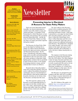 Preventing Injuries in Maryland: A Resource for State Policy Makers