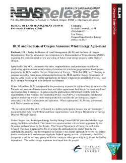 BLM and the State of Oregon Announce Wind Energy Agreement