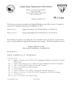 Corrections to September 10, 2014 Sale Notice