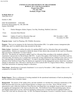 Update of Land Use Allocation Data and Identification of Data Stewards