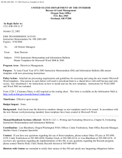 FY03 Instruction Memorandum and Information Bulletin Master Templates for Microsoft Word 2000 2002