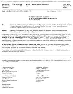 Extension of Requirements for Great gray Owl Data Entry into Interagency Species Management System