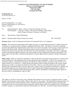 Planning Update Report Format and Content