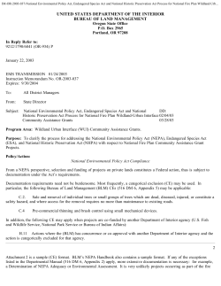 National Environmental Policy Act, Endangered Species Act and National Historic Preservation Act Process