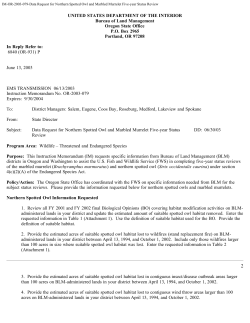 Data Request for Northern Spotted owl and Marbled Murrelet Five-year Status Review
