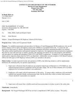 Oregon/Washington Off-Highway Vehicle (OVH) Policy