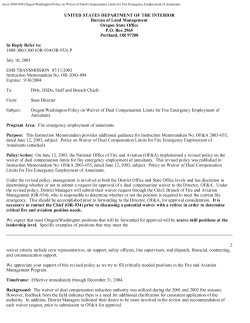 Oregon/Washington Policy on Waiver of Dual Compensation Limits for Fire Emergency Employment of Annuitants