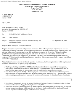 OR/WA Chaingsaw Operator Training and Certification Policy