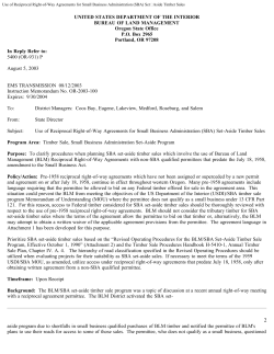 Use of Reciprocal Right-of-Way Agreements for Small Business Administration Set-Aside Timber Sales