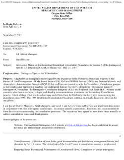 Interagency Memo on Implementing Streamlined Consulatation Procedures for Section 7 of the Endangered Species Act (excluding CA)(ICS Manual #2) - May 27, 2003