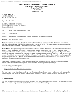 Disciplinary Actions Based on Violent, Threatening or Disruptive Behavior